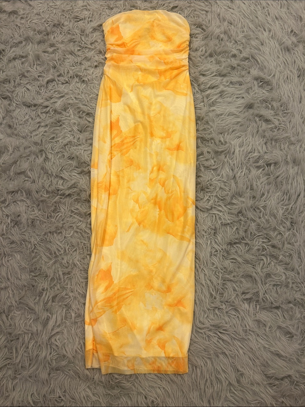 SHEIN Yellow and Orange Watercolor Maxi Dress